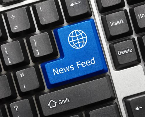 Conceptual keyboard - News Feed (blue key)